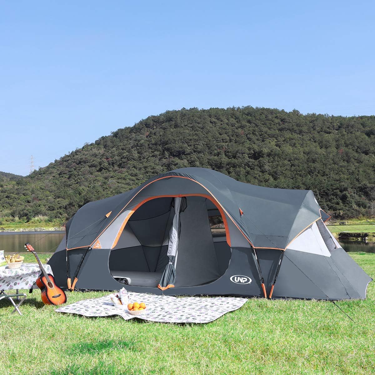 UNP Camping Tent 10-Person-Family Tents, Parties, Music Festival Tent, Big, Easy Up, 5 Large Mesh Windows, Double Layer, 2 Room, Waterproof, Weather Resistant, 18ft x 9ft x78in - Image 7